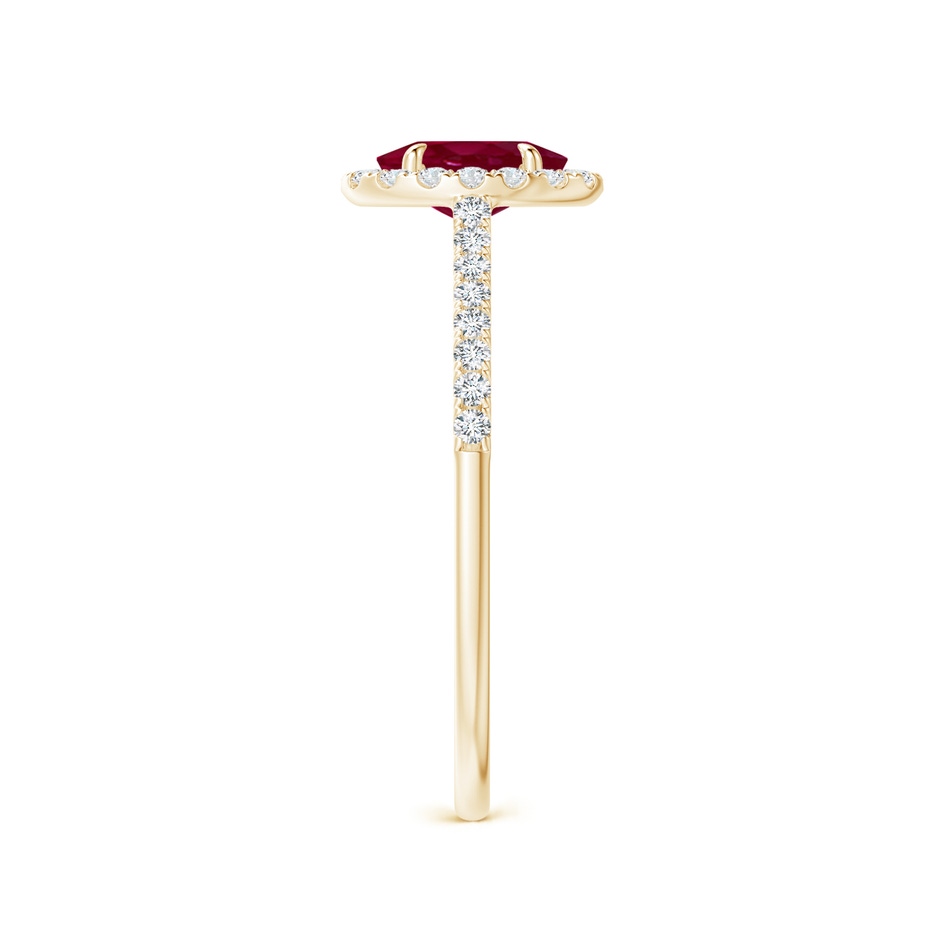 6x4mm A Oval Ruby Halo Engagement Ring in Yellow Gold side 2