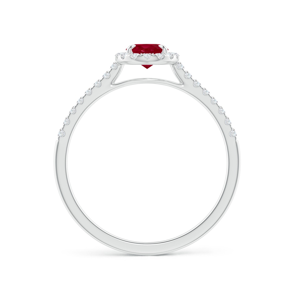 6x4mm AA Oval Ruby Halo Engagement Ring in P950 Platinum side 1