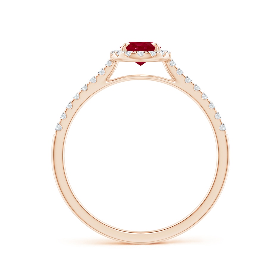 6x4mm AA Oval Ruby Halo Engagement Ring in Rose Gold side 1