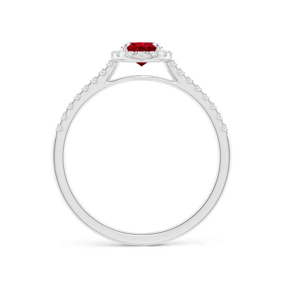 6x4mm AAA Oval Ruby Halo Engagement Ring in P950 Platinum side 1