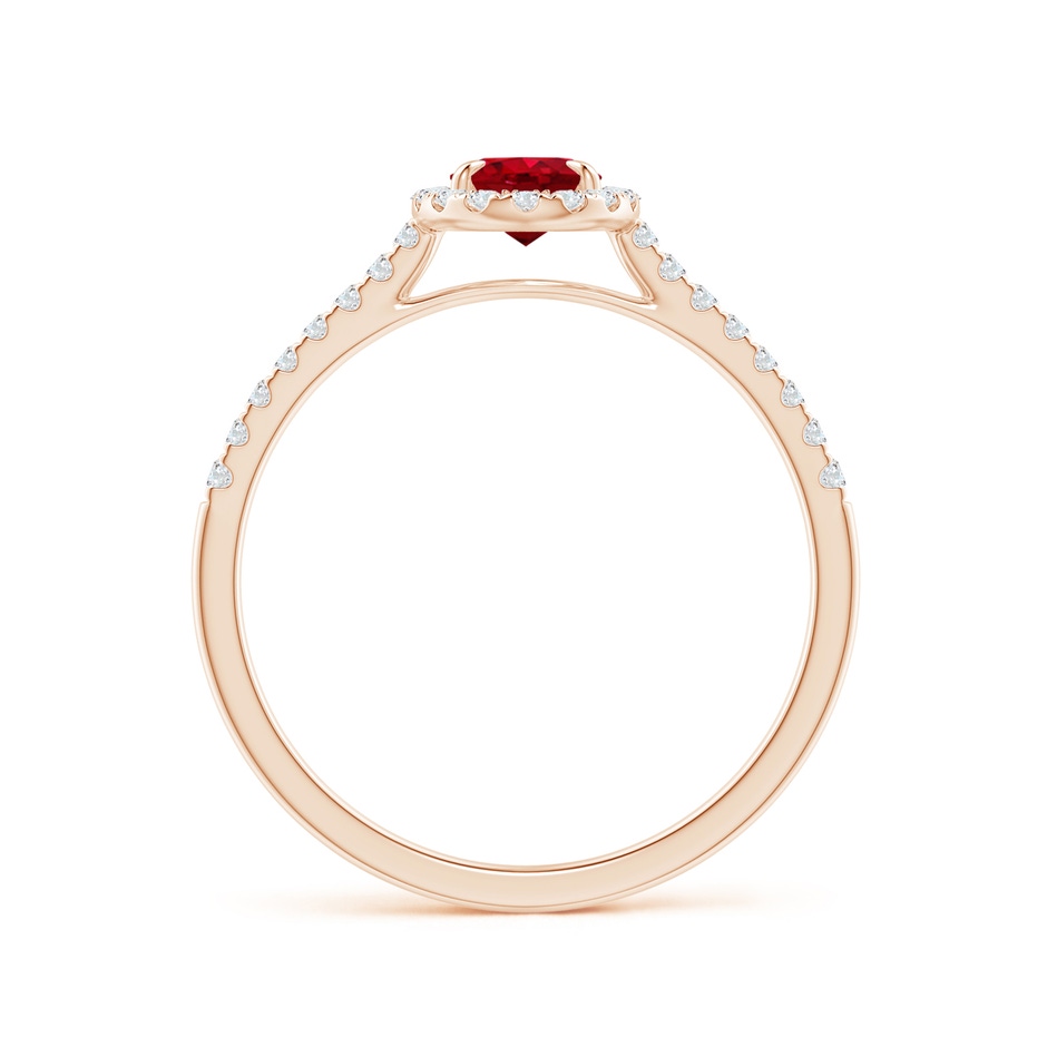 6x4mm AAA Oval Ruby Halo Engagement Ring in Rose Gold side 1