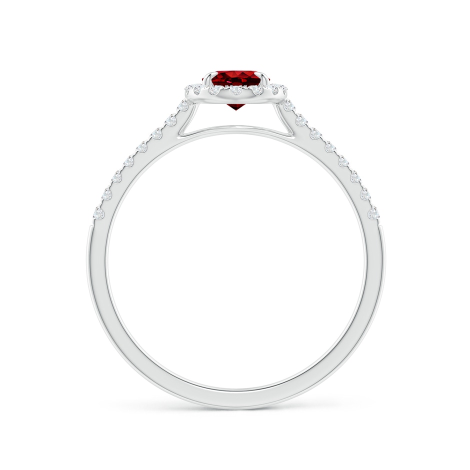 6x4mm AAAA Oval Ruby Halo Engagement Ring in P950 Platinum side 1