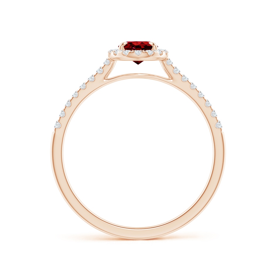 6x4mm Lab-Grown Oval Ruby Halo Engagement Ring in Rose Gold side 1