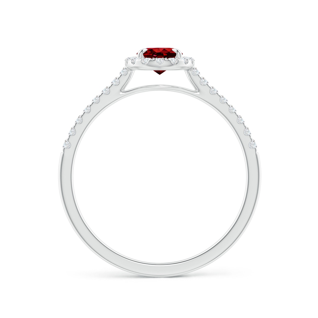 6x4mm AAAA Oval Ruby Halo Engagement Ring in White Gold - side 1