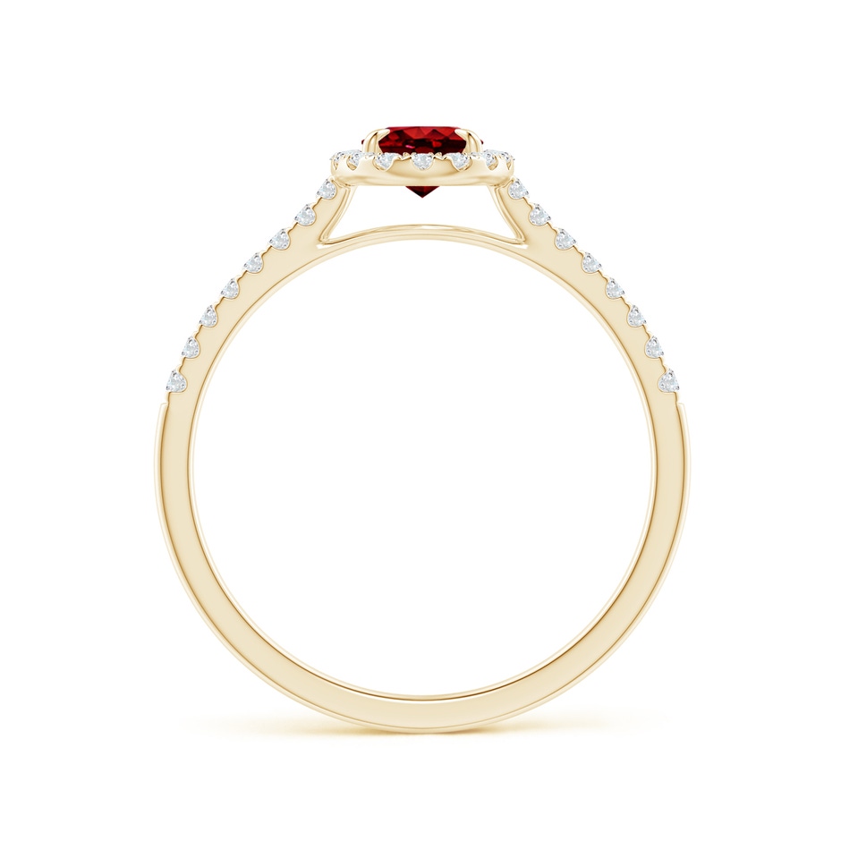 6x4mm AAAA Oval Ruby Halo Engagement Ring in Yellow Gold side 1