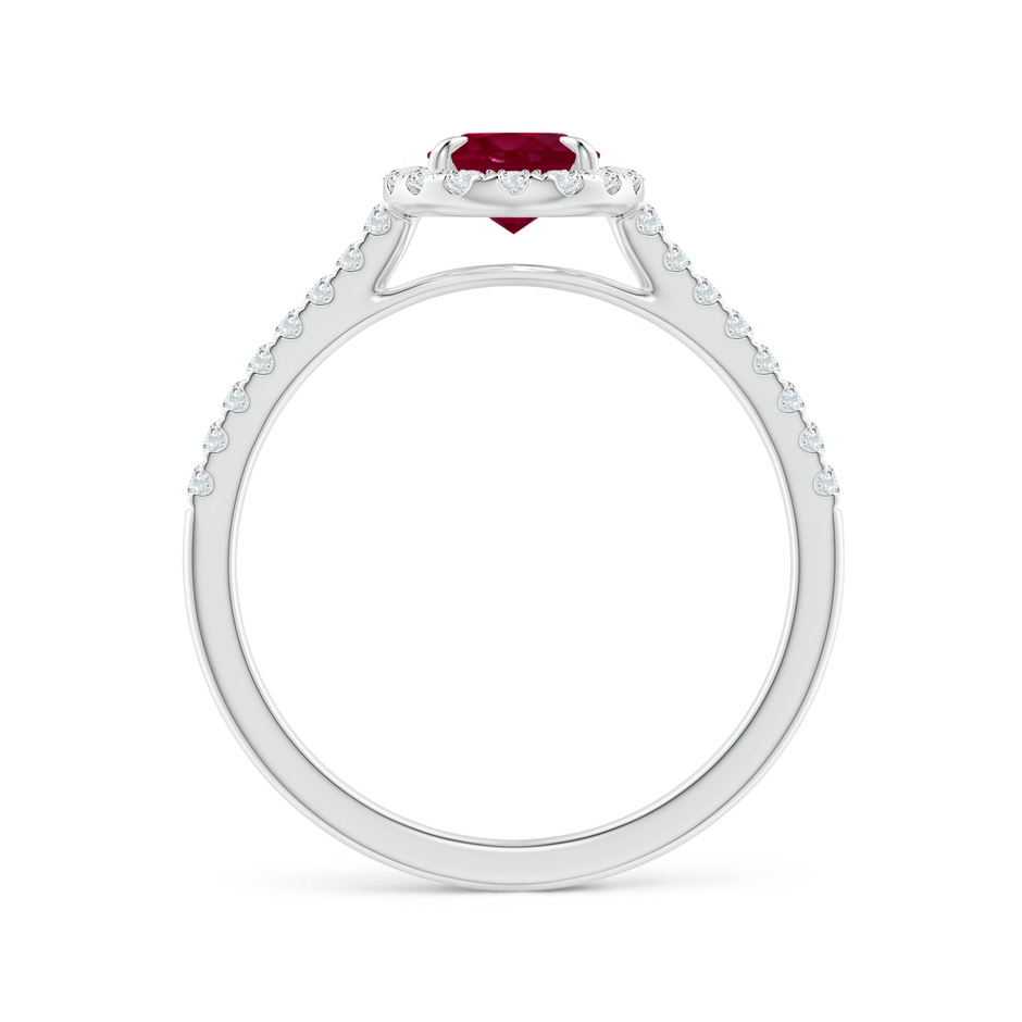 7x5mm A Oval Ruby Halo Engagement Ring in P950 Platinum side 1