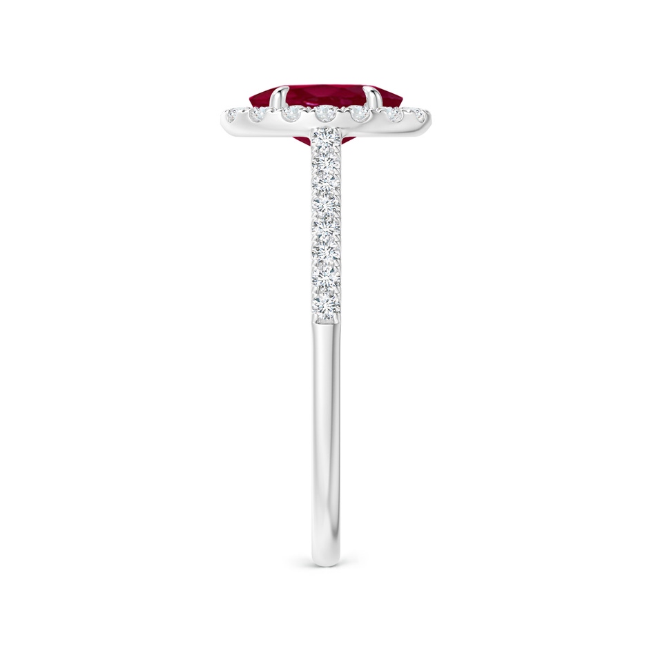 7x5mm A Oval Ruby Halo Engagement Ring in P950 Platinum side 2