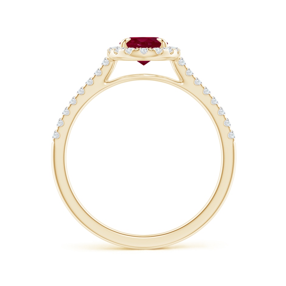 7x5mm A Oval Ruby Halo Engagement Ring in Yellow Gold side 1