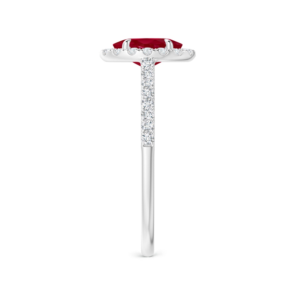 7x5mm AA Oval Ruby Halo Engagement Ring in P950 Platinum side 2
