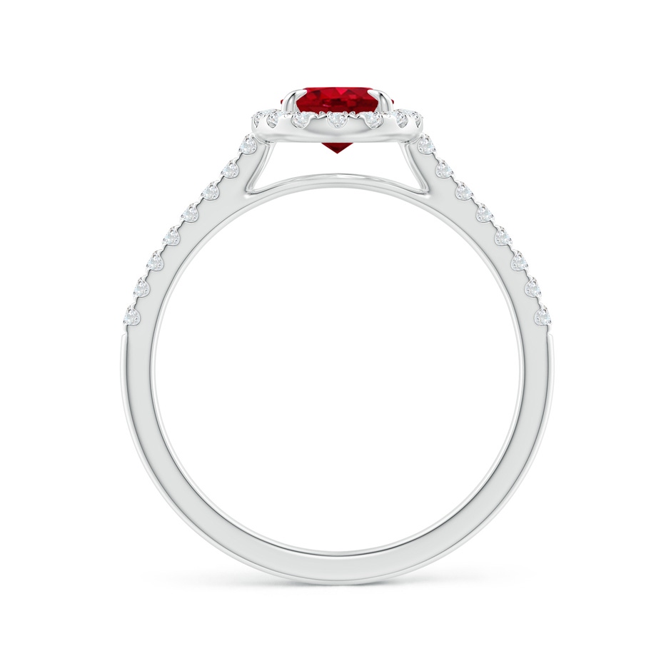 7x5mm AAA Oval Ruby Halo Engagement Ring in P950 Platinum side 1