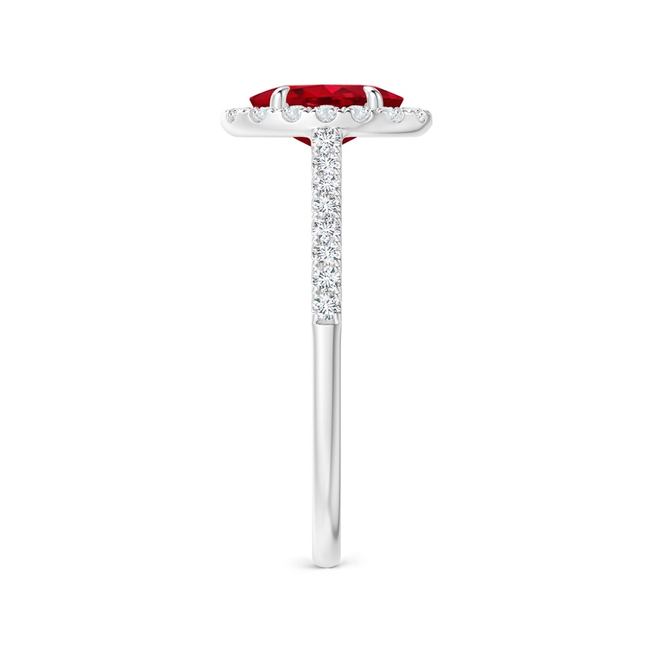7x5mm AAA Oval Ruby Halo Engagement Ring in P950 Platinum side 2
