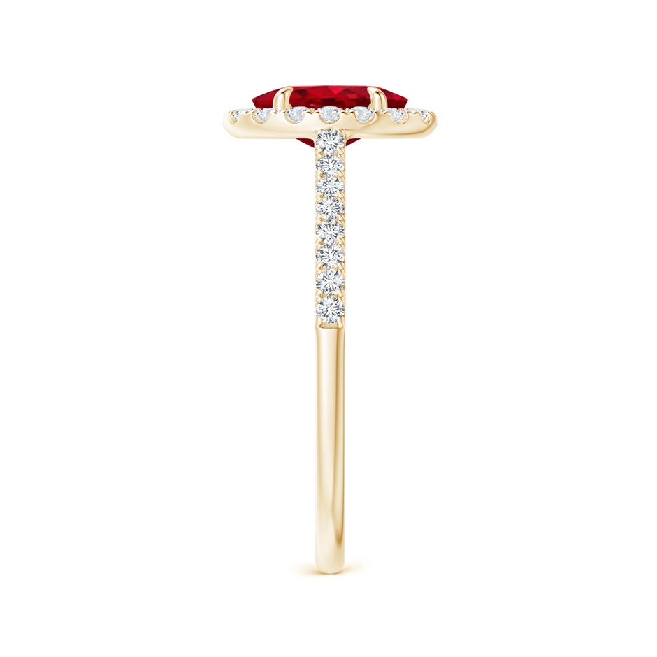7x5mm AAA Oval Ruby Halo Engagement Ring in Yellow Gold side 2