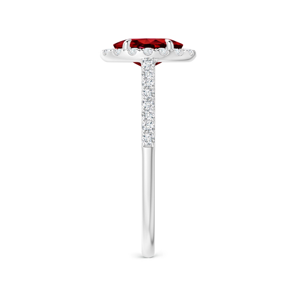 7x5mm Lab-Grown Oval Ruby Halo Engagement Ring in P950 Platinum side 2