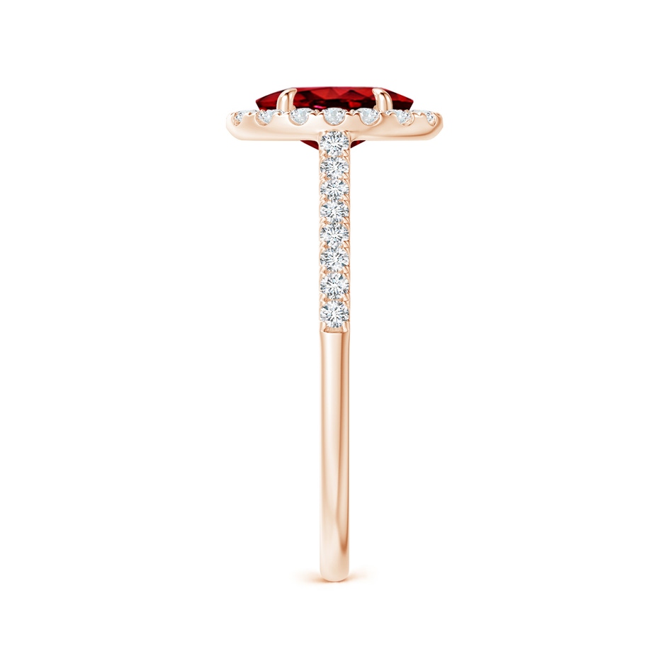 7x5mm Lab-Grown Oval Ruby Halo Engagement Ring in Rose Gold side 2