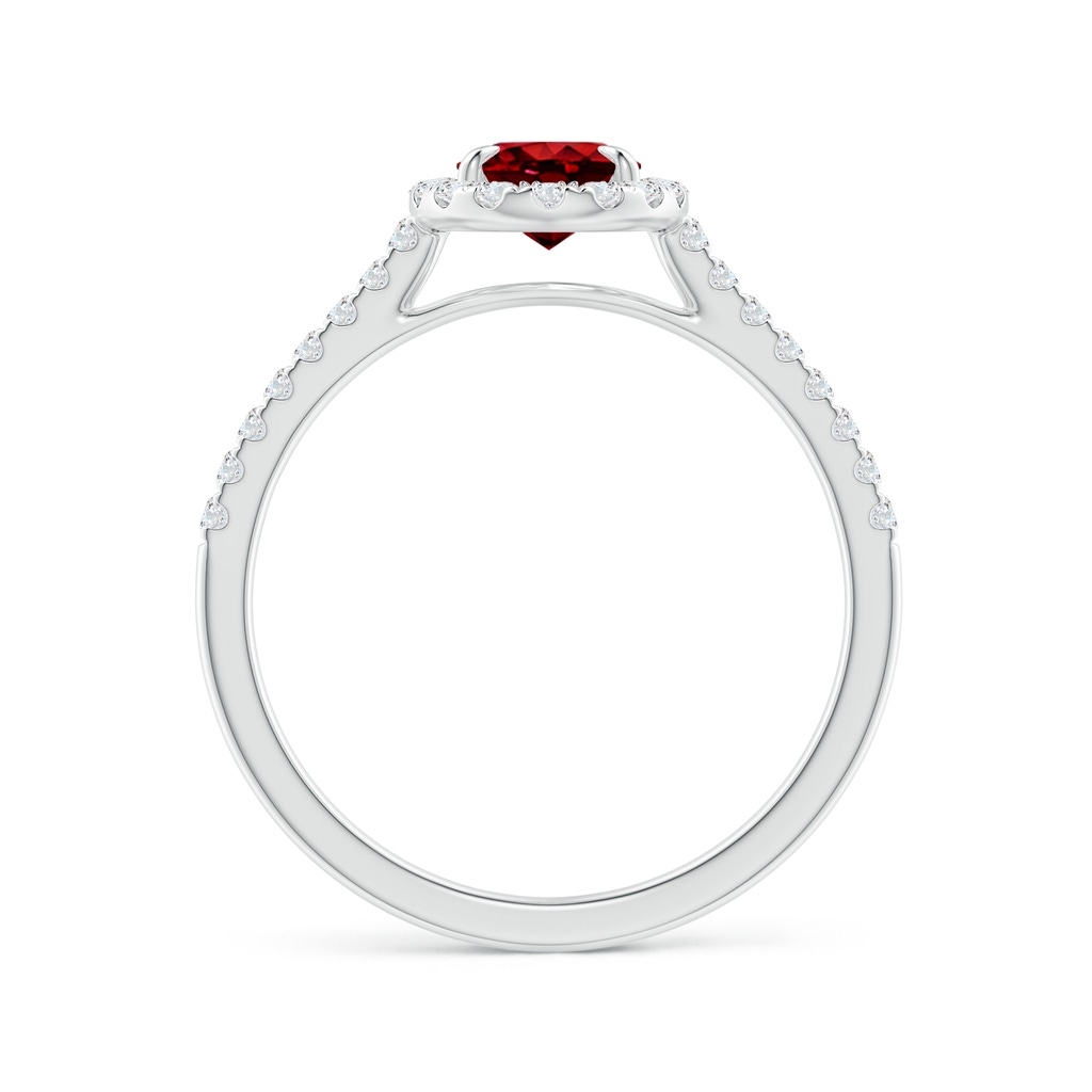 7x5mm Lab-Grown Oval Ruby Halo Engagement Ring in White Gold - side 1