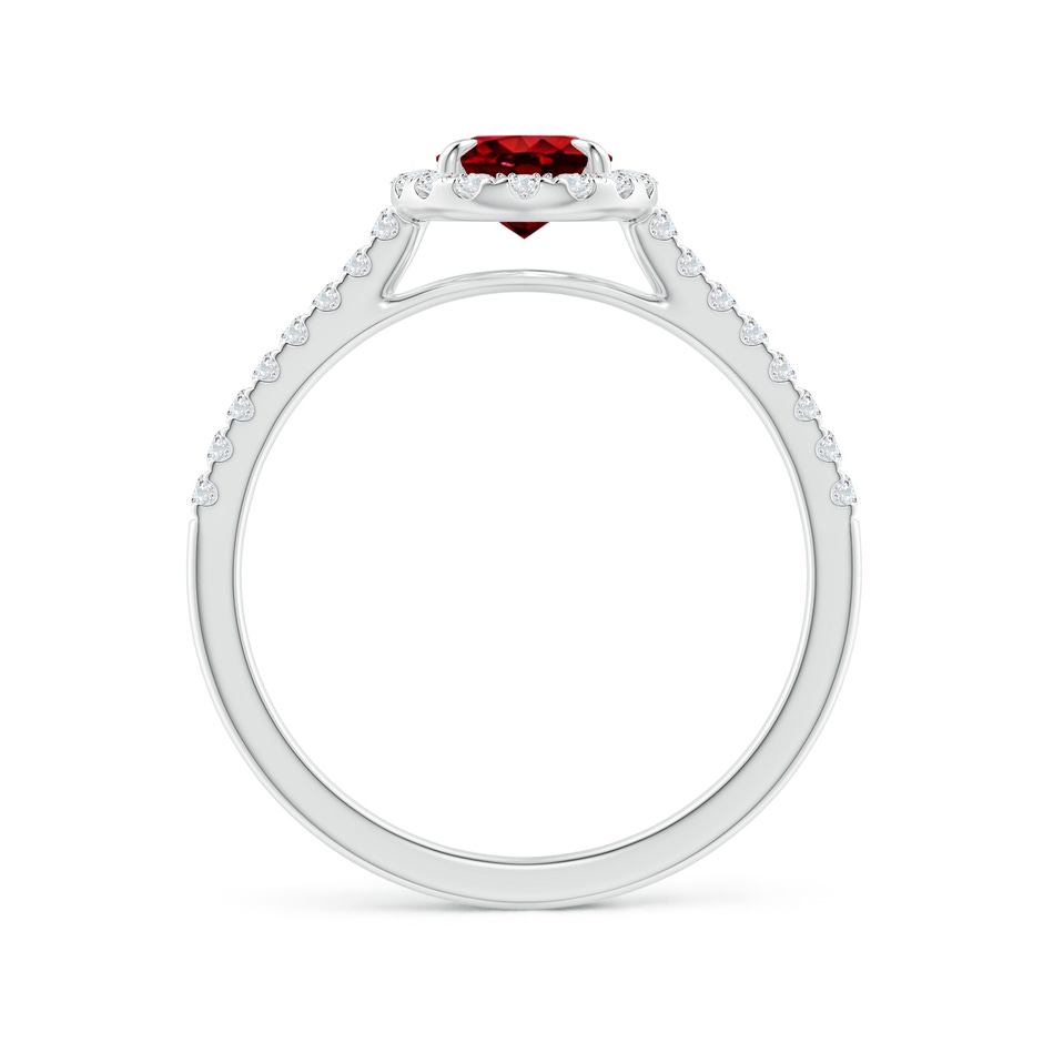 7x5mm Lab-Grown Oval Ruby Halo Engagement Ring in White Gold side 1