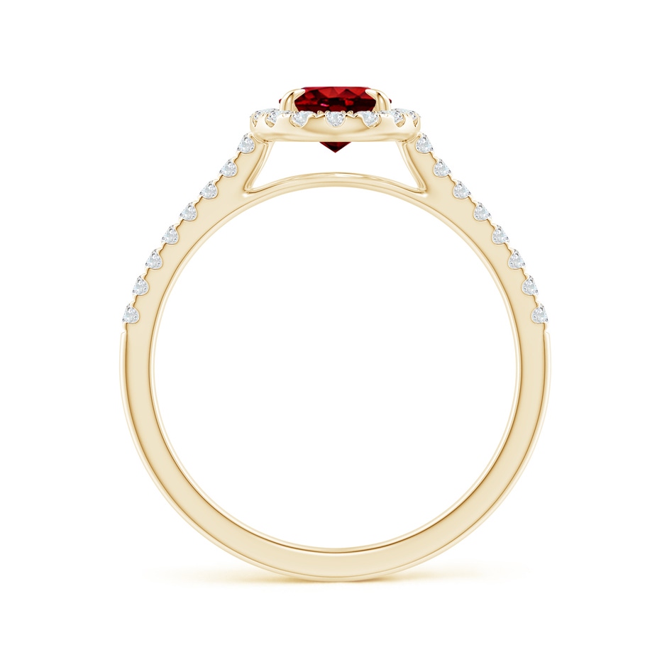 7x5mm Lab-Grown Oval Ruby Halo Engagement Ring in Yellow Gold side 1