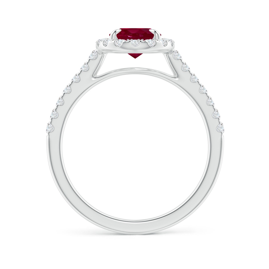 8x6mm A Oval Ruby Halo Engagement Ring in White Gold side 1