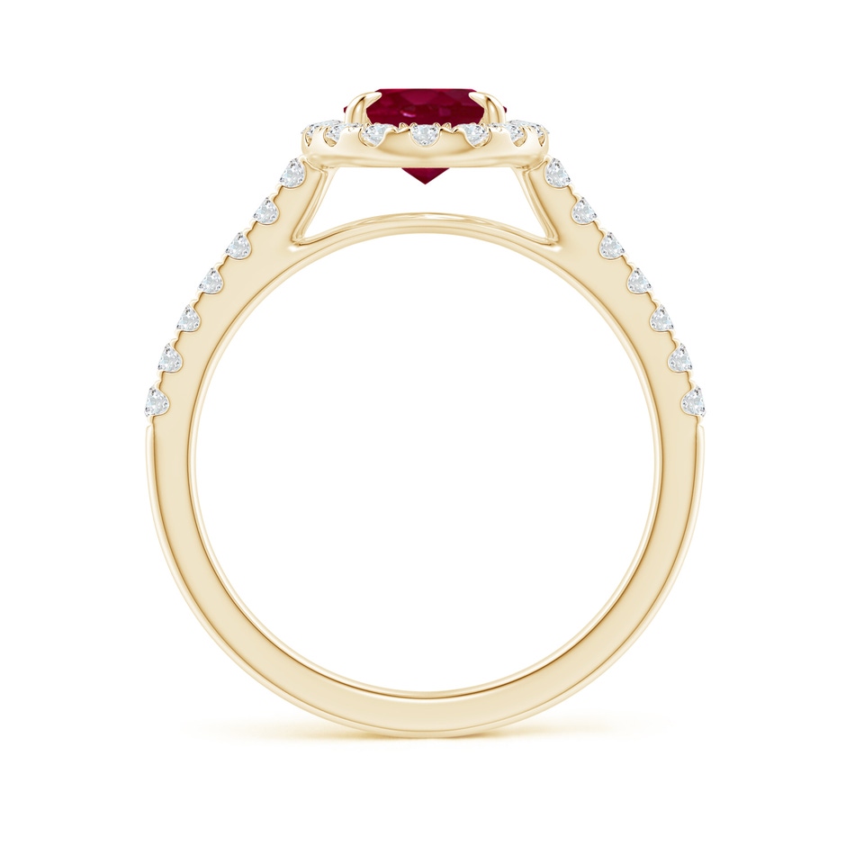 8x6mm A Oval Ruby Halo Engagement Ring in Yellow Gold side 1