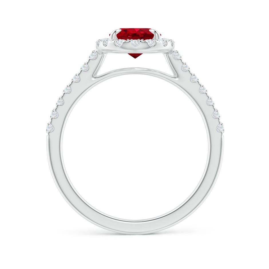 8x6mm AAA Oval Ruby Halo Engagement Ring in P950 Platinum side 1