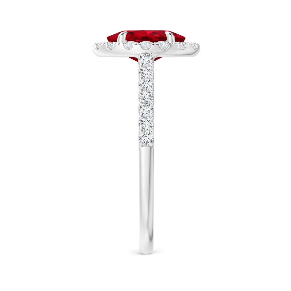 8x6mm AAA Oval Ruby Halo Engagement Ring in P950 Platinum side 2