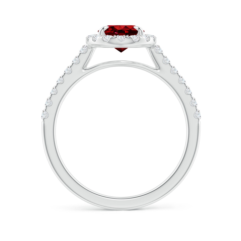 8x6mm AAAA Oval Ruby Halo Engagement Ring in P950 Platinum side 1