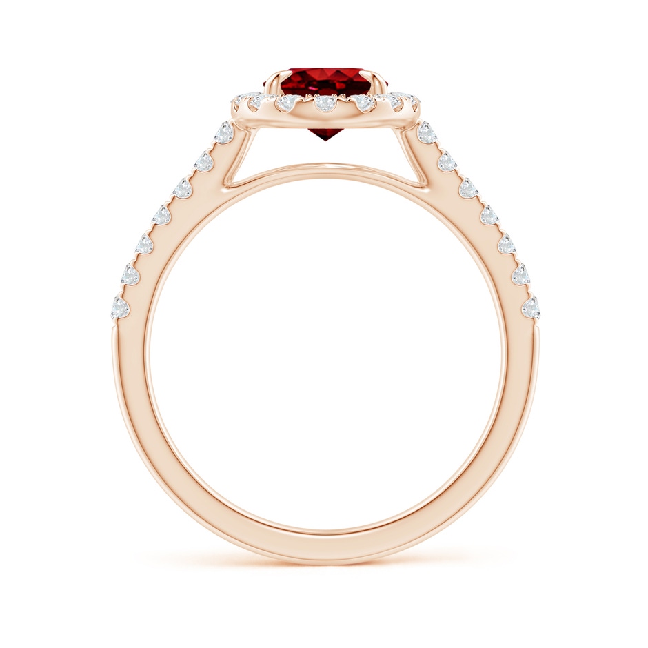 8x6mm Lab-Grown Oval Ruby Halo Engagement Ring in Rose Gold side 1