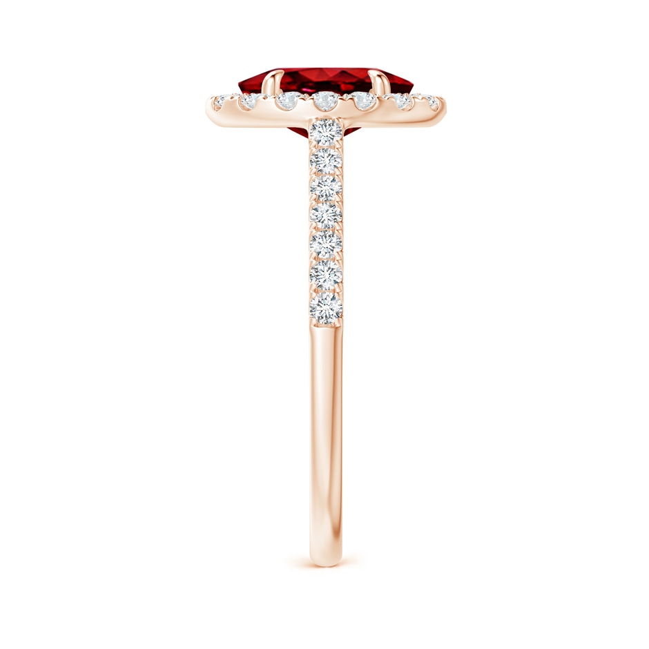 8x6mm Lab-Grown Oval Ruby Halo Engagement Ring in Rose Gold side 2