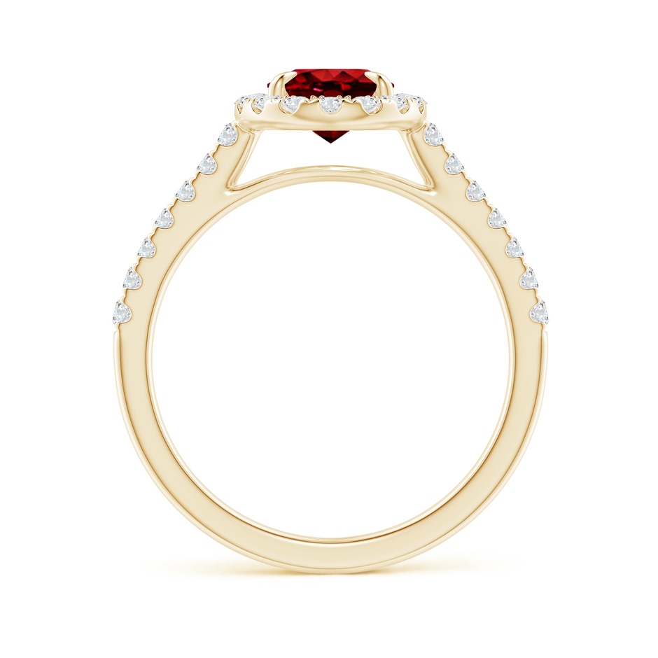 8x6mm Lab-Grown Oval Ruby Halo Engagement Ring in Yellow Gold side 1