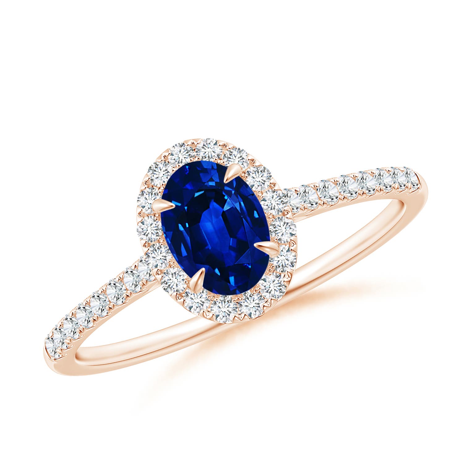 AAAA - Blue Sapphire / 0.84 CT / 14 KT Rose Gold