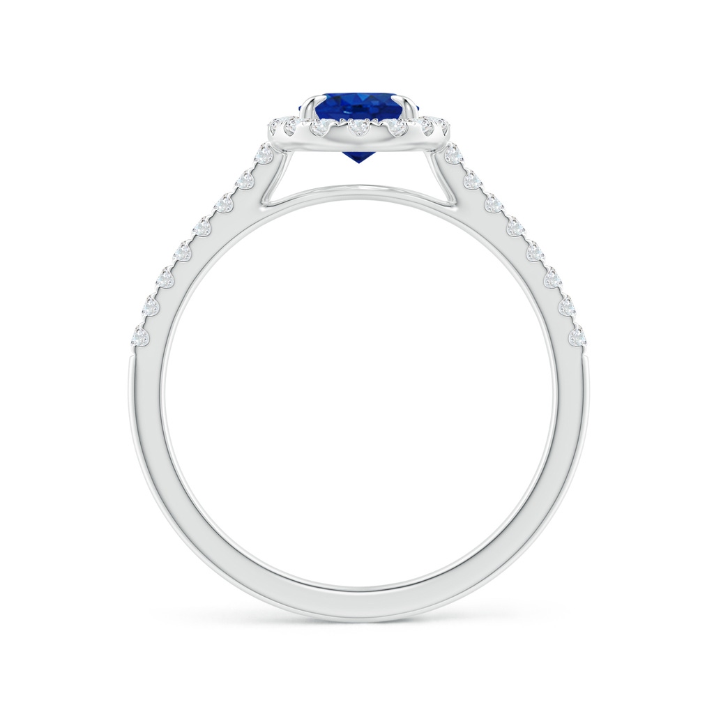 7x5mm AAA Oval Sapphire Halo Engagement Ring in White Gold Side-1