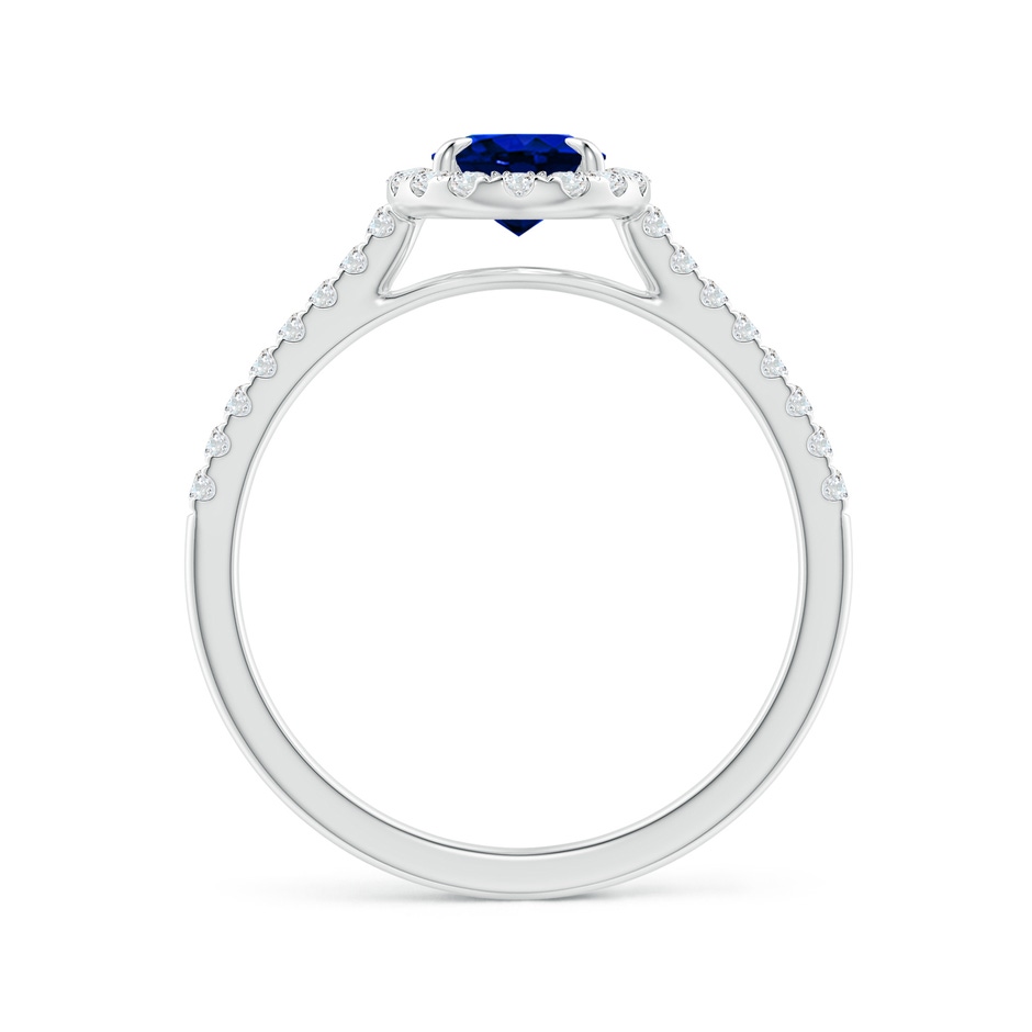 7x5mm Lab-Grown Oval Sapphire Halo Engagement Ring in White Gold side-1