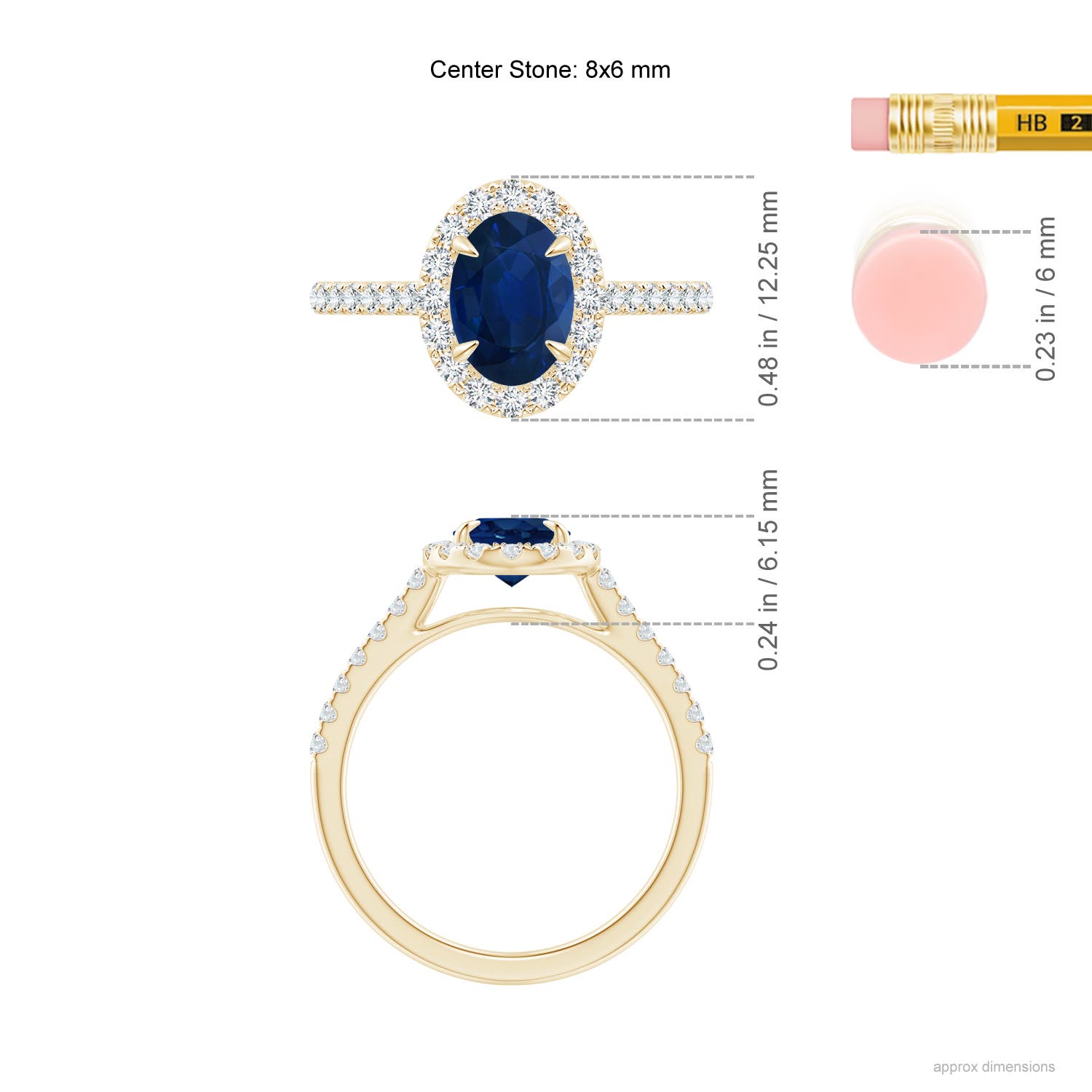 AA - Blue Sapphire / 2 CT / 14 KT Yellow Gold