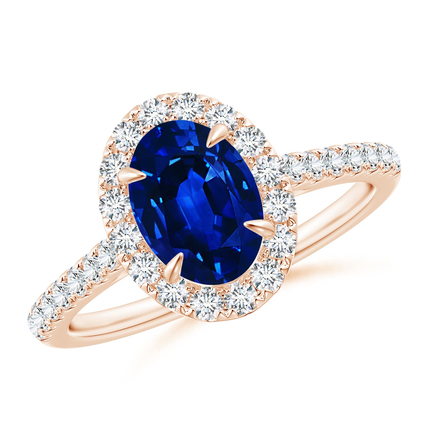 AAAA - Blue Sapphire / 2 CT / 14 KT Rose Gold