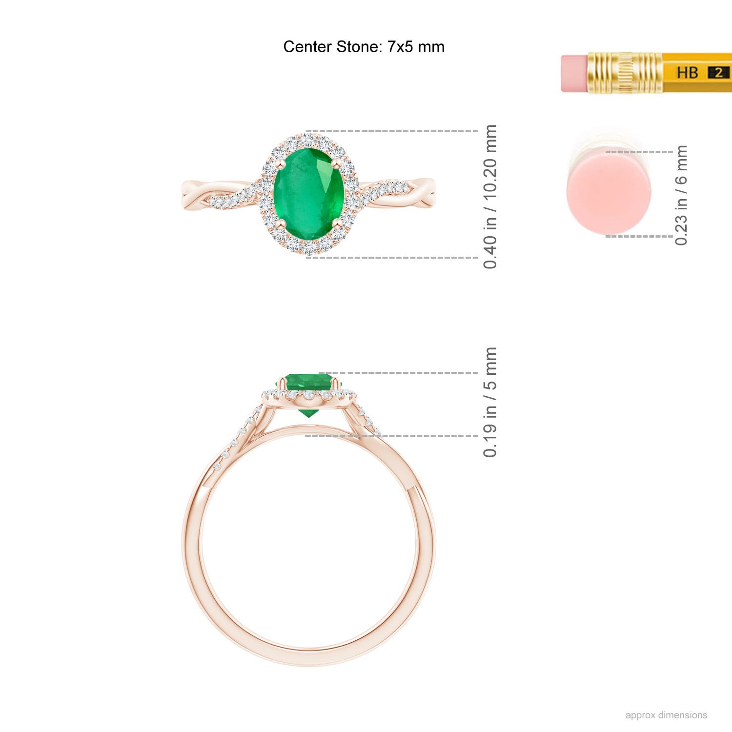 A - Emerald / 0.86 CT / 14 KT Rose Gold