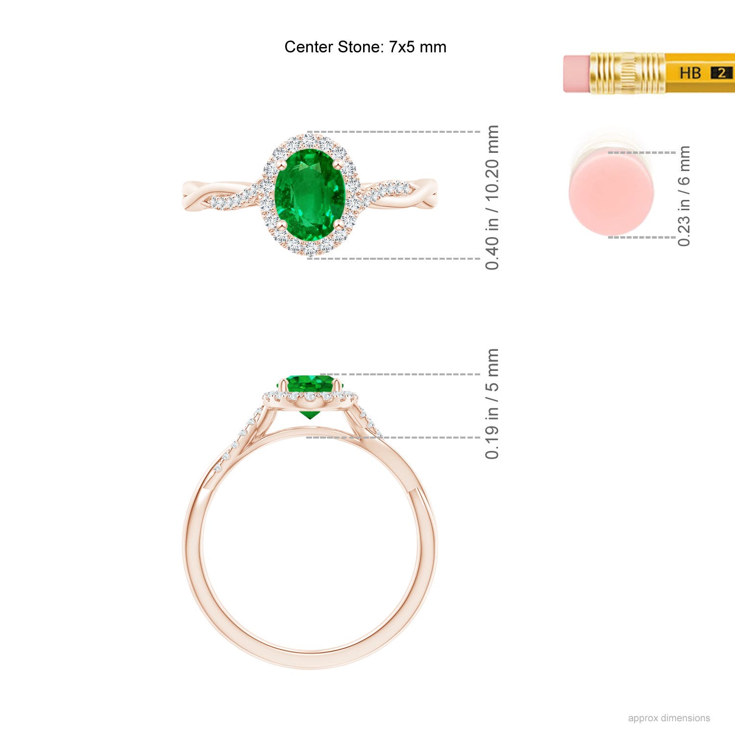 AAAA - Emerald / 0.86 CT / 14 KT Rose Gold