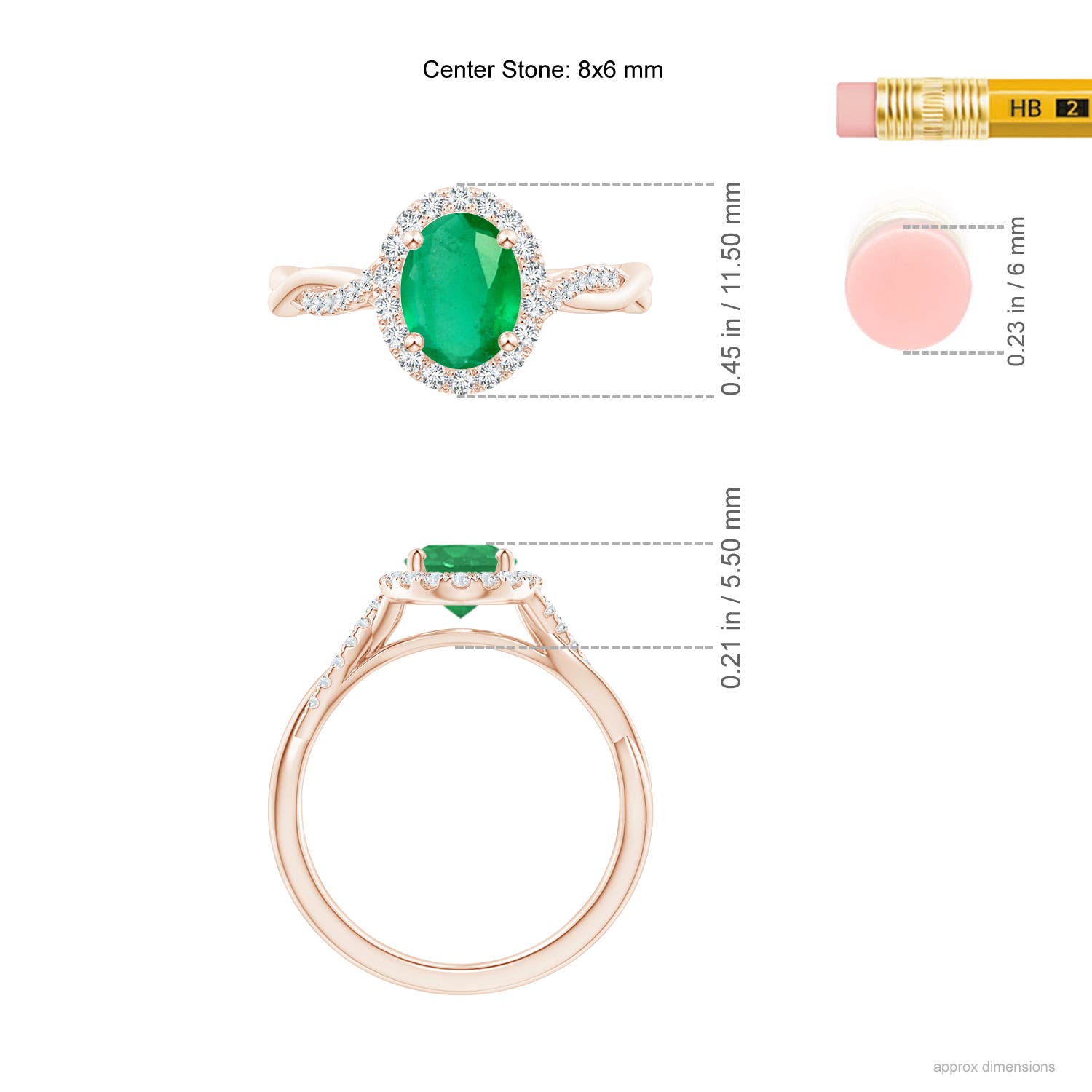 A - Emerald / 1.37 CT / 14 KT Rose Gold