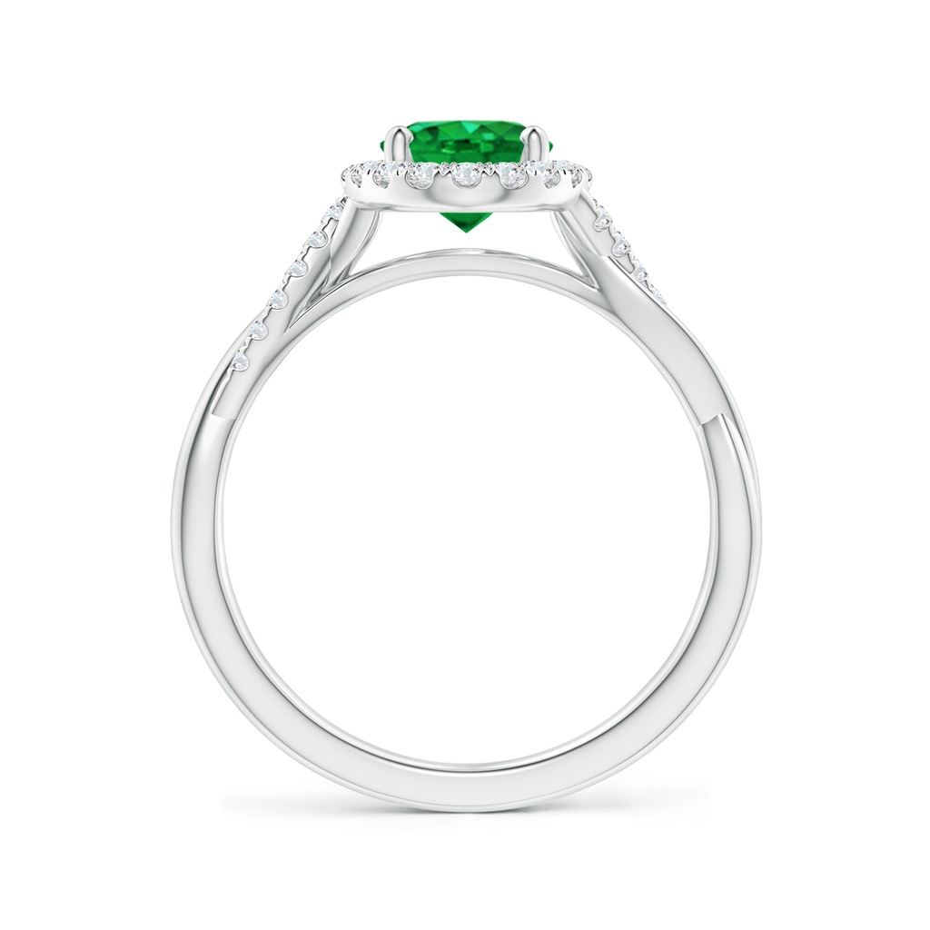 8x6mm AAA Oval Emerald Halo Twisted Vine Ring in White Gold Side 199