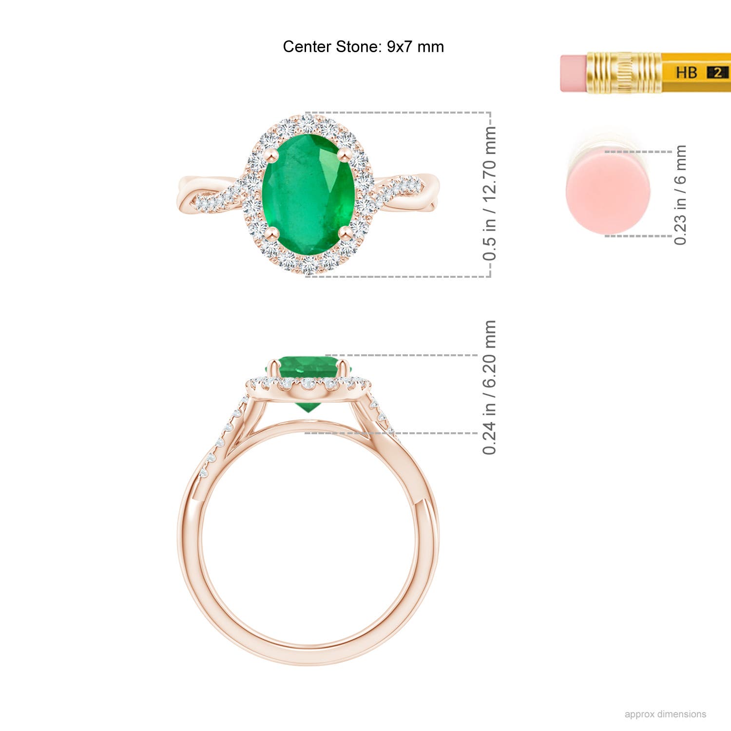 A - Emerald / 1.85 CT / 14 KT Rose Gold