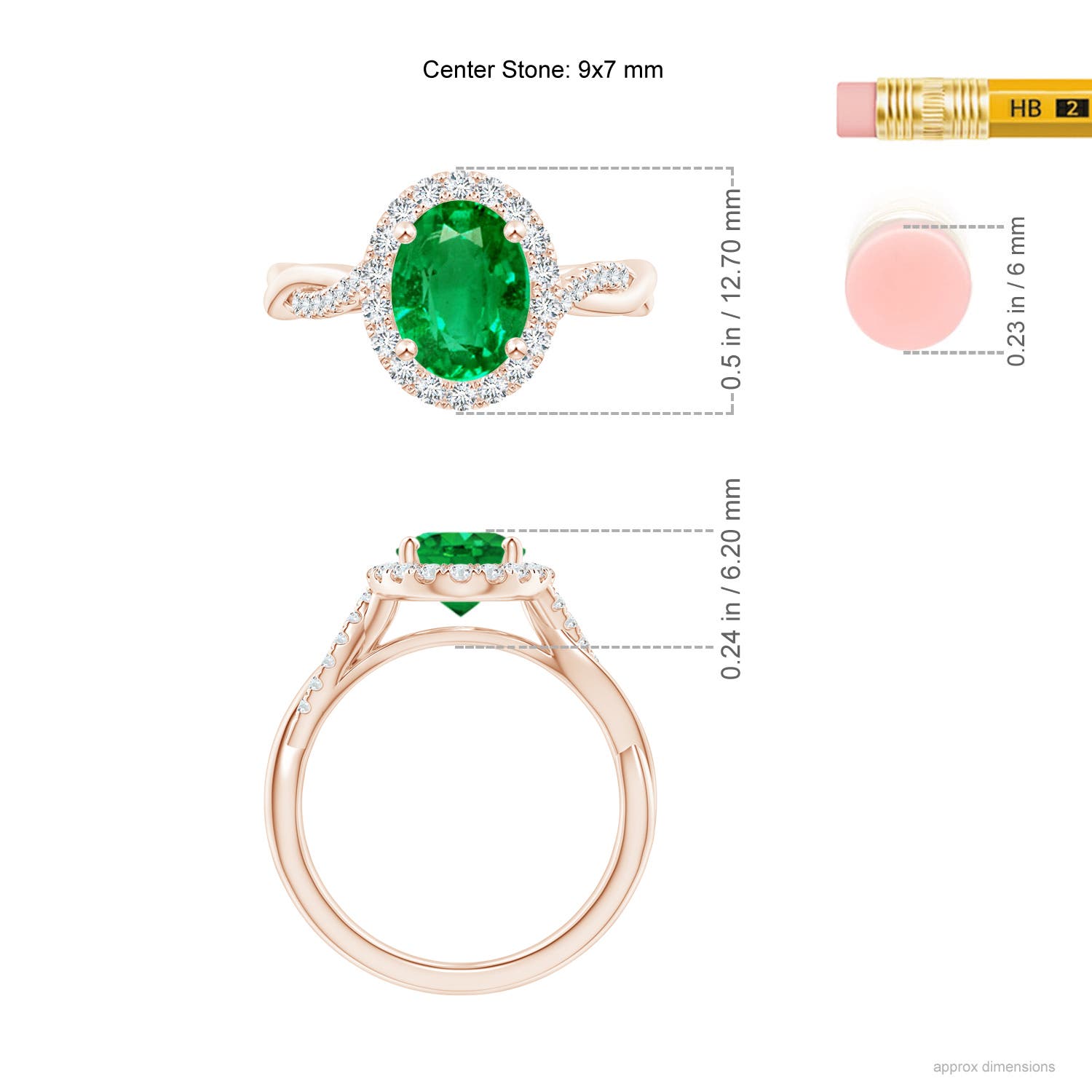 AAA - Emerald / 1.85 CT / 14 KT Rose Gold