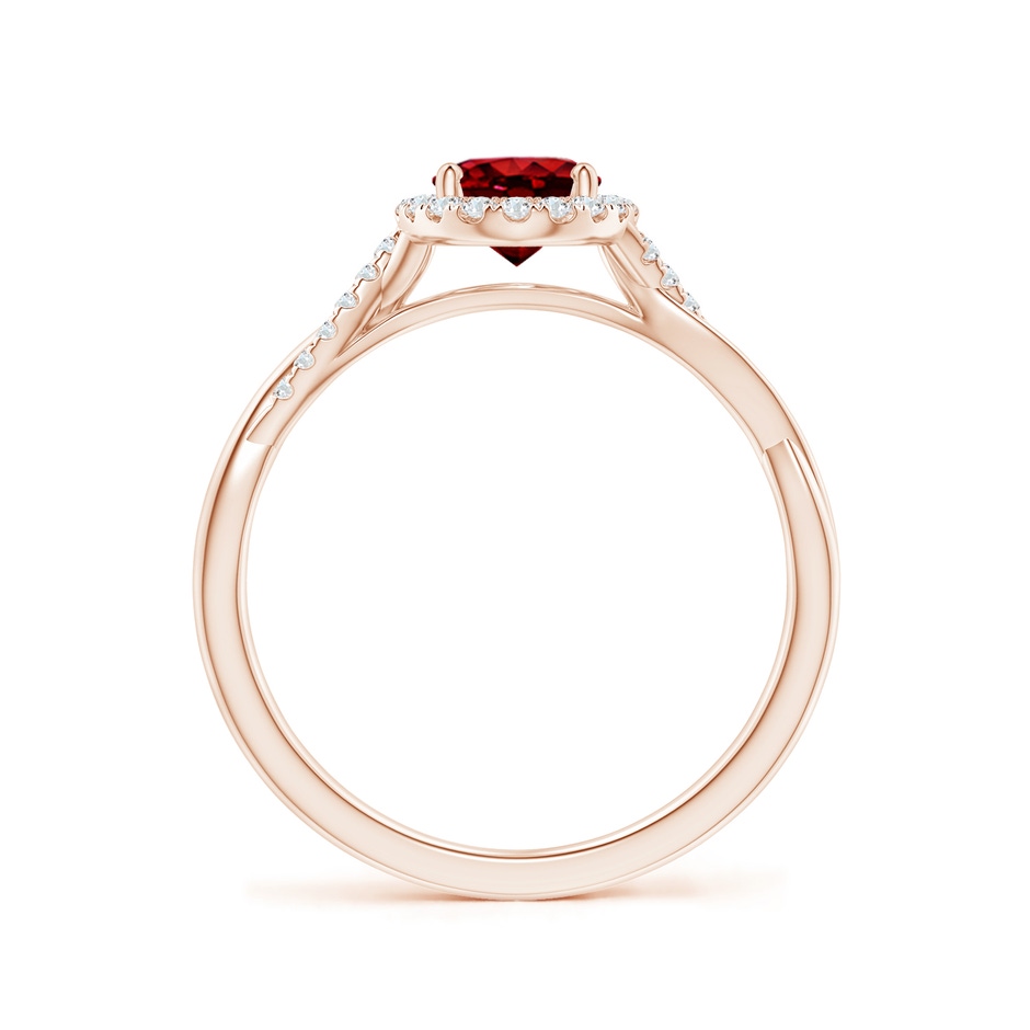 7x5mm Lab-Grown Oval Ruby Halo Twisted Vine Ring in Rose Gold side 199