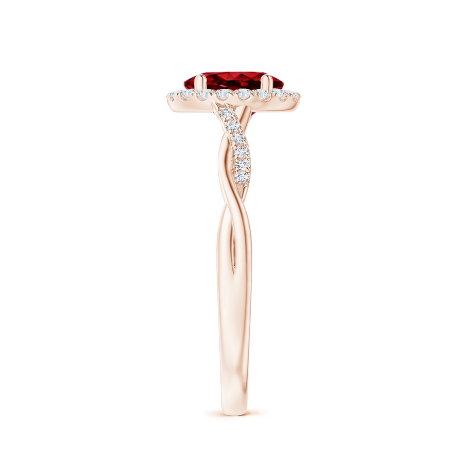 7x5mm Lab-Grown Oval Ruby Halo Twisted Vine Ring in Rose Gold side 299