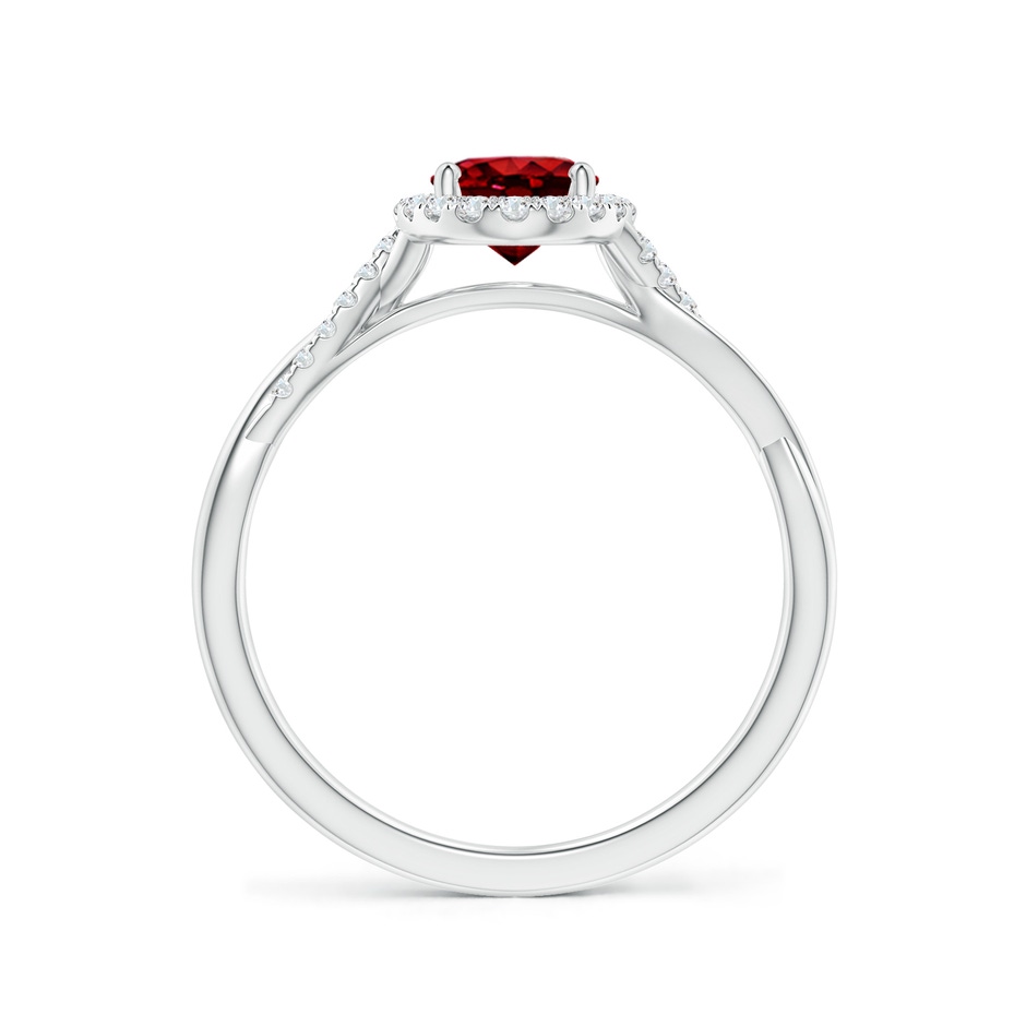 7x5mm Lab-Grown Oval Ruby Halo Twisted Vine Ring in White Gold side 199