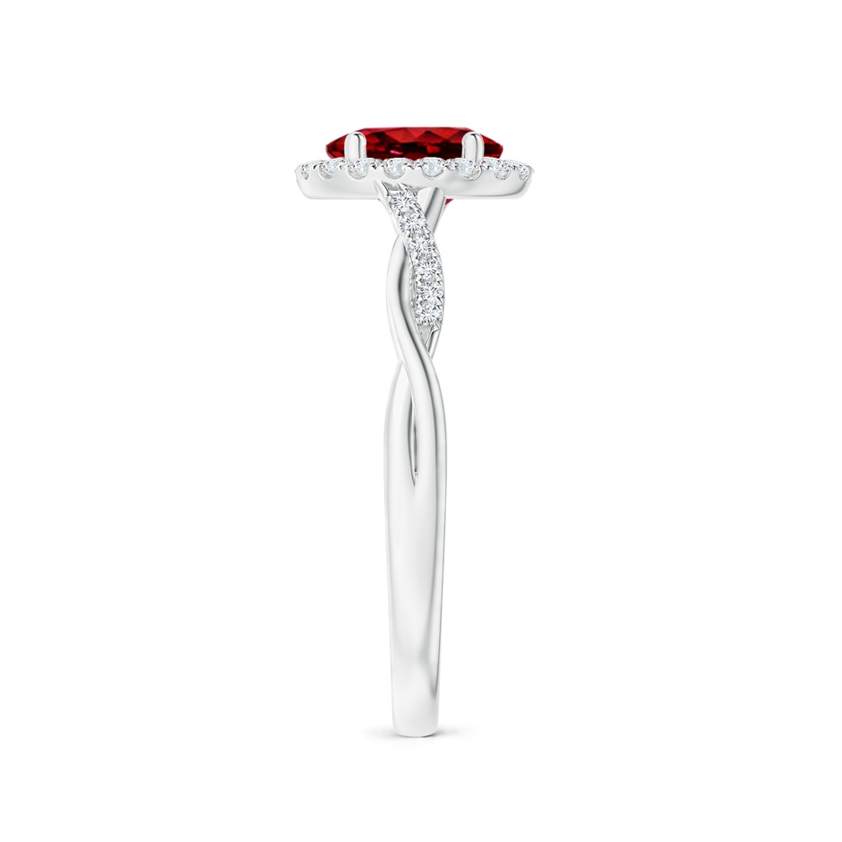 7x5mm Lab-Grown Oval Ruby Halo Twisted Vine Ring in White Gold side 299