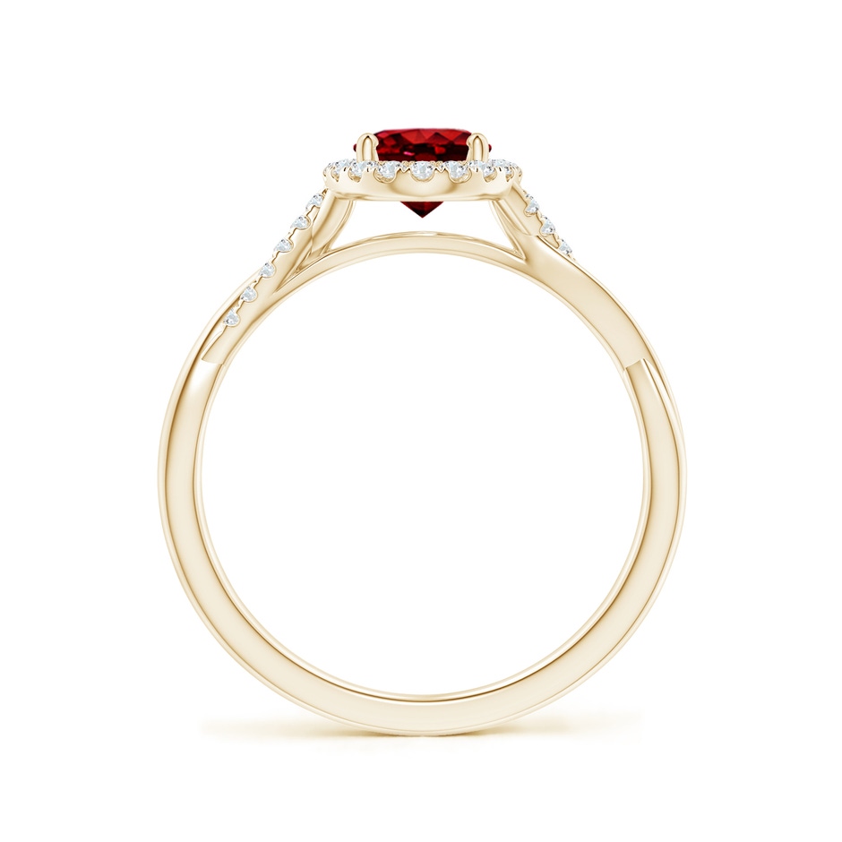 7x5mm Lab-Grown Oval Ruby Halo Twisted Vine Ring in Yellow Gold side 199