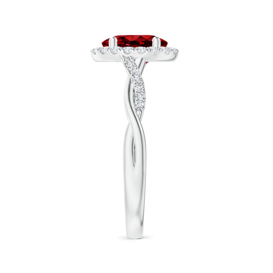 8x6mm Lab-Grown Oval Ruby Halo Twisted Vine Ring in P950 Platinum side 299