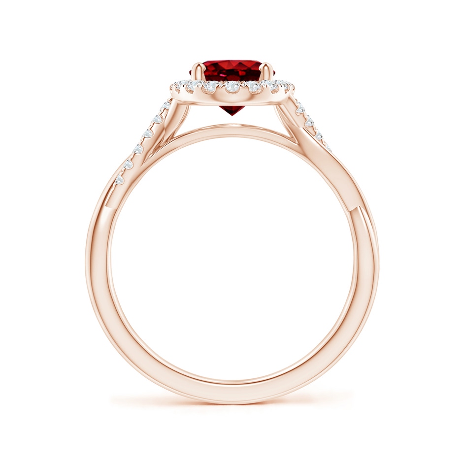 8x6mm Lab-Grown Oval Ruby Halo Twisted Vine Ring in Rose Gold side 199