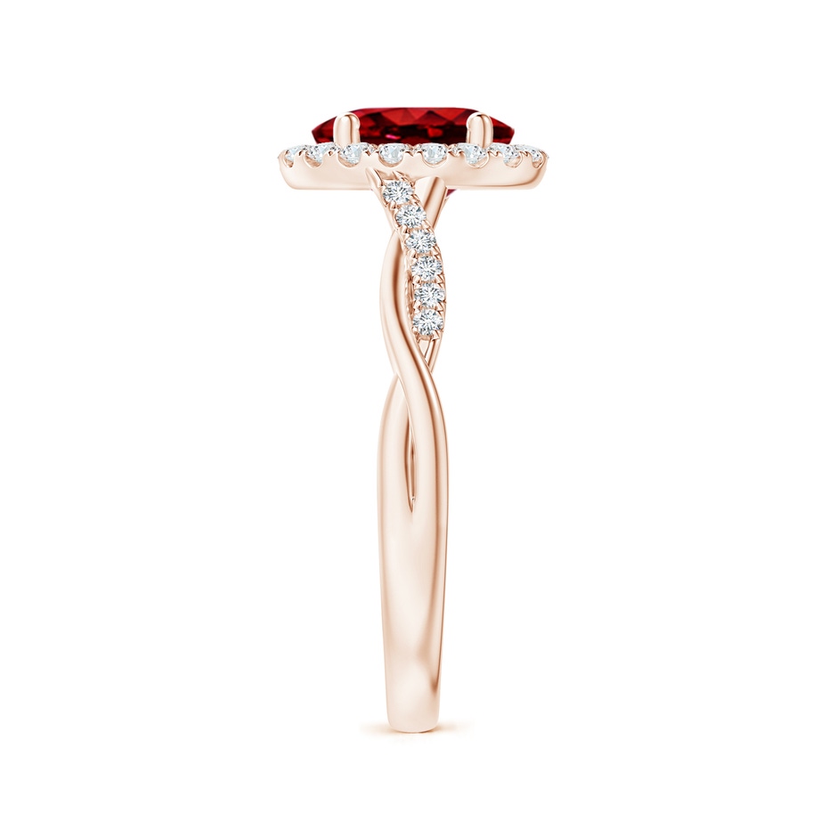 8x6mm Lab-Grown Oval Ruby Halo Twisted Vine Ring in Rose Gold side 299