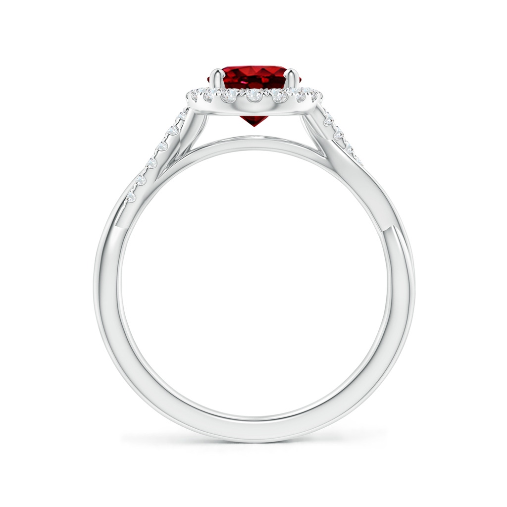 8x6mm Lab-Grown Oval Ruby Halo Twisted Vine Ring in White Gold - side 199