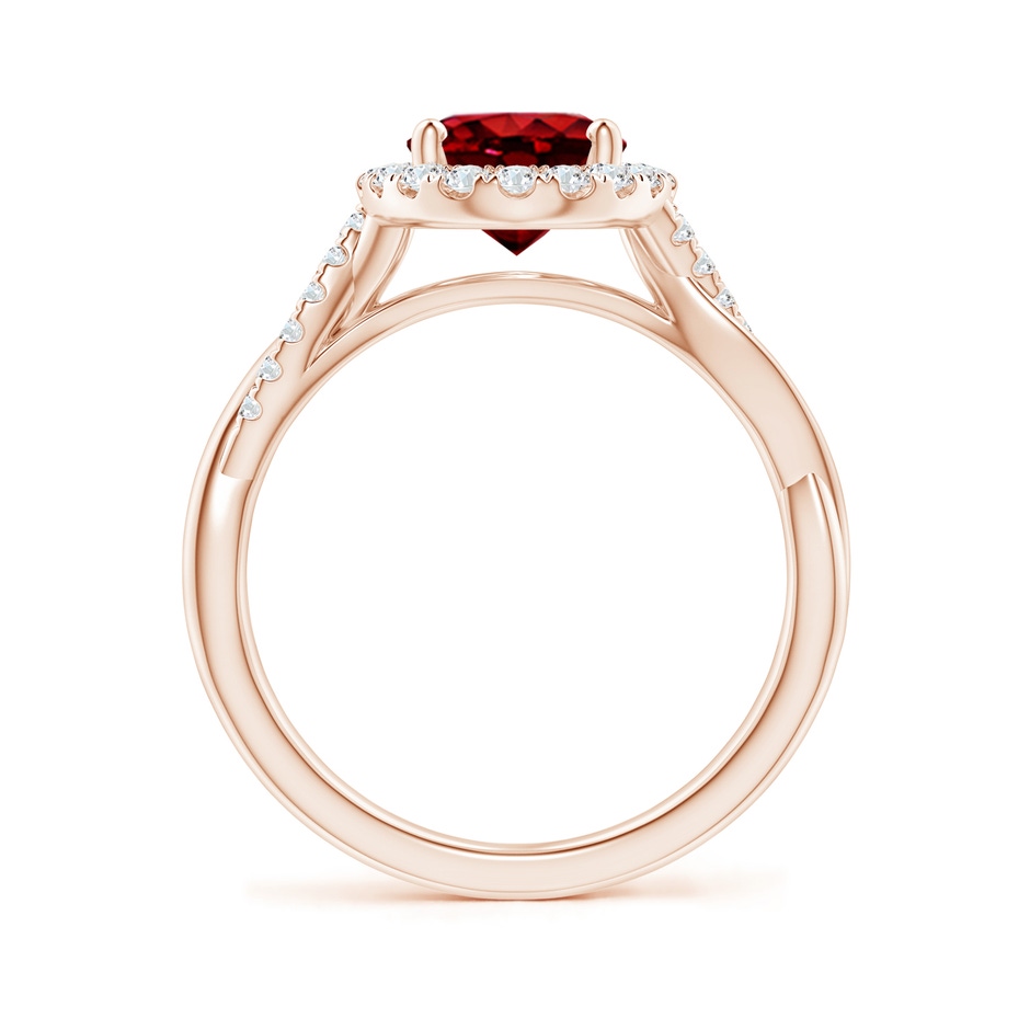 9x7mm Lab-Grown Oval Ruby Halo Twisted Vine Ring in Rose Gold side 199